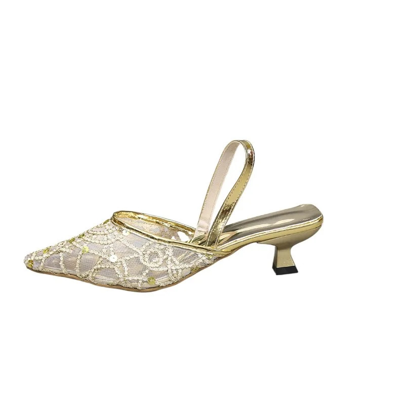 Womens Shoes 2024 Fashion Kick Womens Pump Summer Pointed Toe Breathable Mesh Dress Strap Shallow Shoes Zapatos 241111