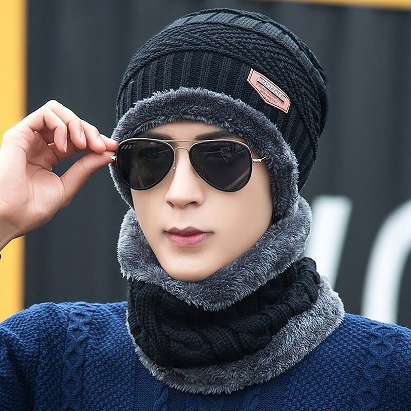 Winter Hats Knit Men And Women Fleece Scarf Outdoor Riding Hat Warm Thickening Plus Veet Neck Protect Cap