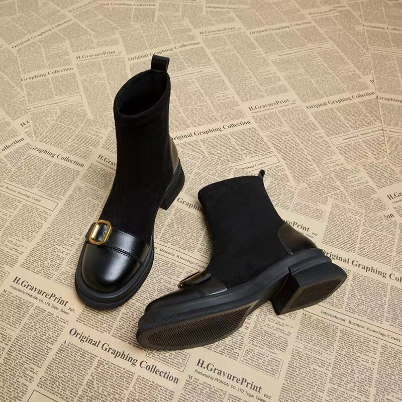 Designer Boot Retro Slim Boots, Fashion Brown Socks Boots, Women's 2024 Trendy Autumn And Winter Stylish Short Boots, Ankle Boots 706