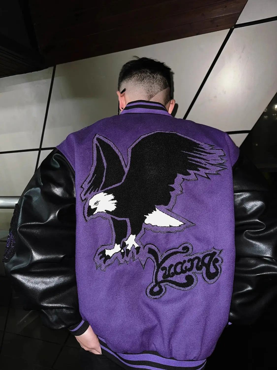Y2k Jackets Retro Hip Hop Eagle Pattern Embroidery Splicing Baseball Uniform for Men and Women Casual Loose Goth Jacket Coats 241112