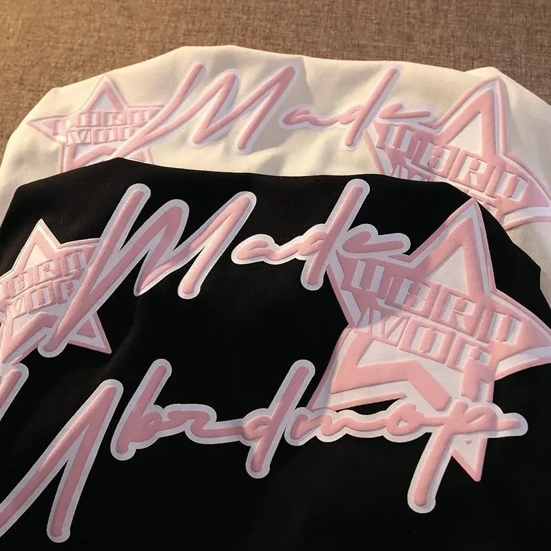 Retro Star Graphic T Shirts Women Harajuku Hip Hop Oversized Short Sleeve Tees Summer Casual Couple Y2K Tops Streetwear woman