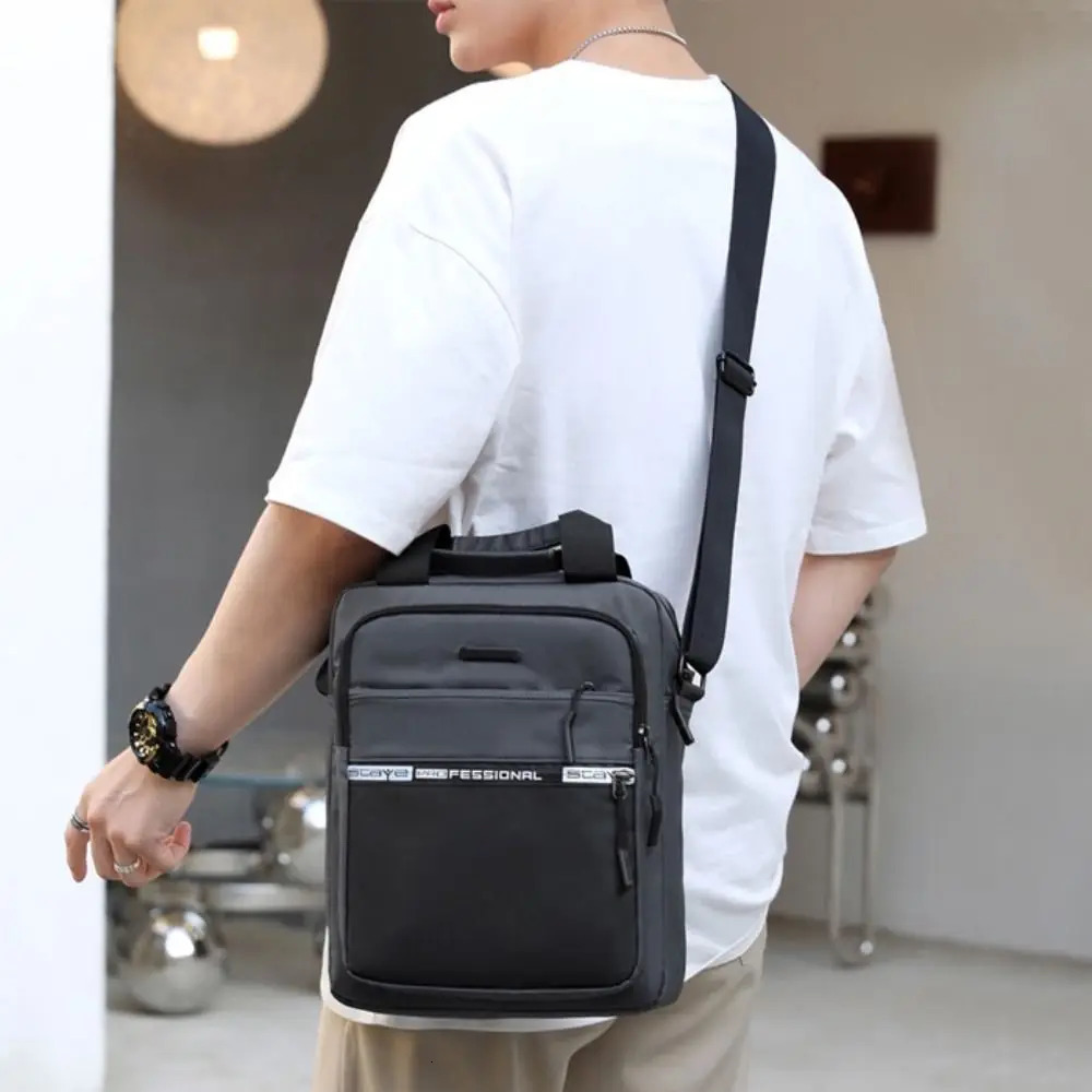 Mens Business Shoulder Bag Fashion Casual Solid Color Large Capacity High Quality Oxford Cloth Waterproof Multifunctional 241111