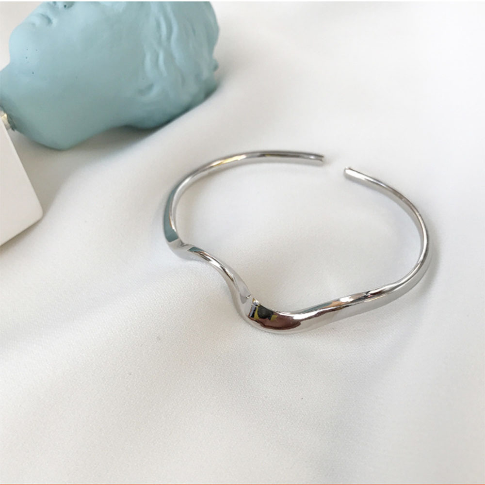 Stylish Trendy Water Wave Pattern Adjustable Bending Twisted Jewelry Simple Bracelet Opening Bangle Women Gift 0dc10