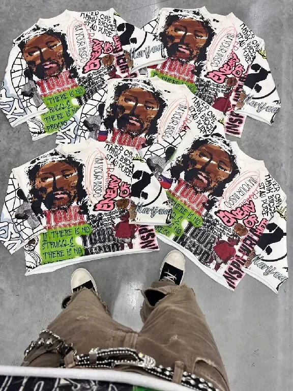 Oversized round neck cotton short sleeved shirt Y2k streetwear T-shirt retro hip-hop graphic printed T-shirt mens and womens rock 241112