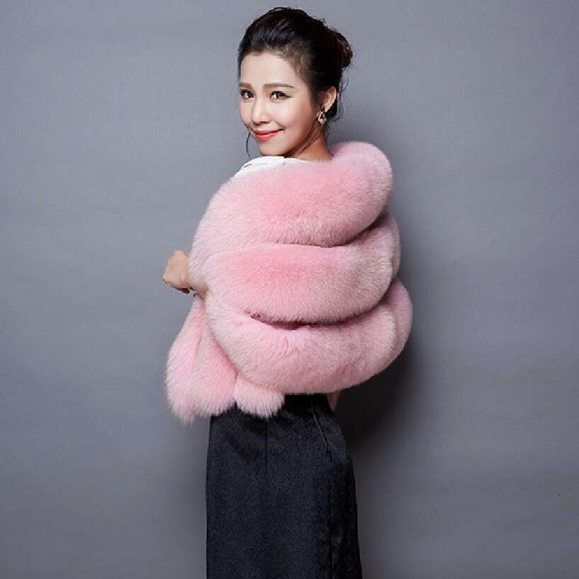 shanshi fur coat women imitation fox fur grass shawl winter thick women's coat luxurious cloak top