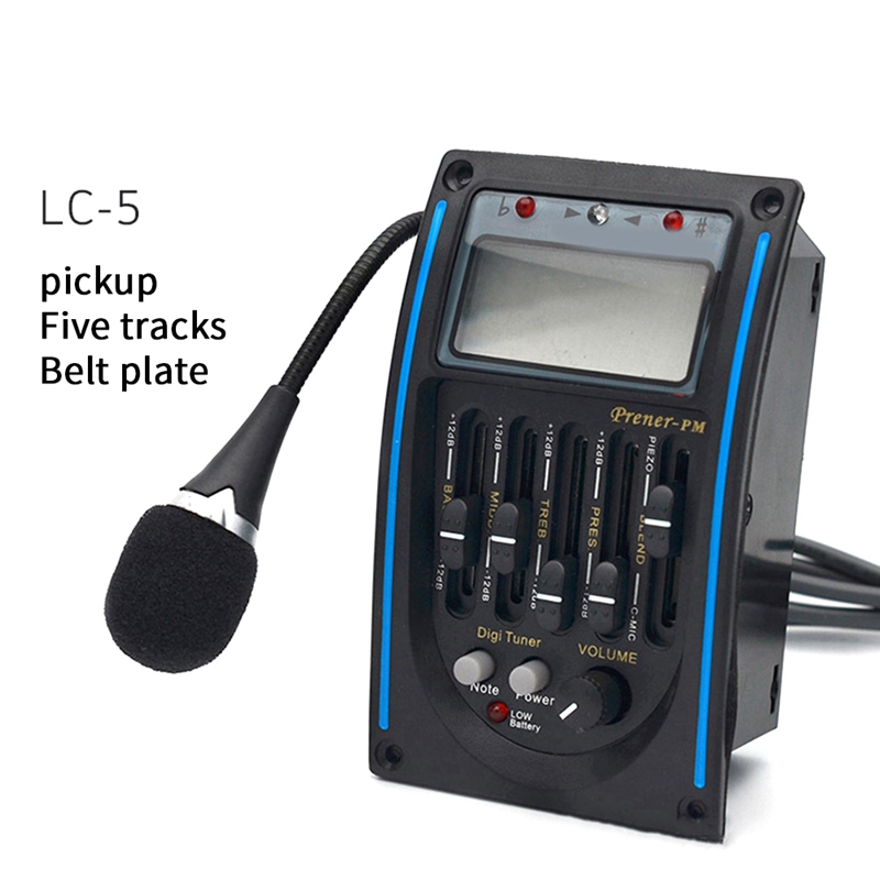 1Set Acoustic Guitar Pickup 5 Band EQ Equalizer Guitar Preamp Piezo Pickup Tuner With Mic LCD Display