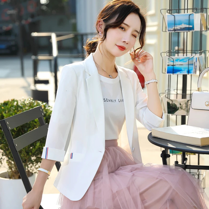 AIyssa Womens Professional Mid Sleeve Set Jacket Elegant and Professional Fashion Spring/Summer 241111