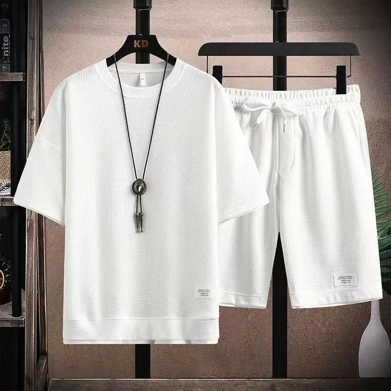 Shirtsshort summer fashion elastic waist Sportswear Mens Casual Sets Male Fashions shorts and shirt men size M-5XL TZ06 240412