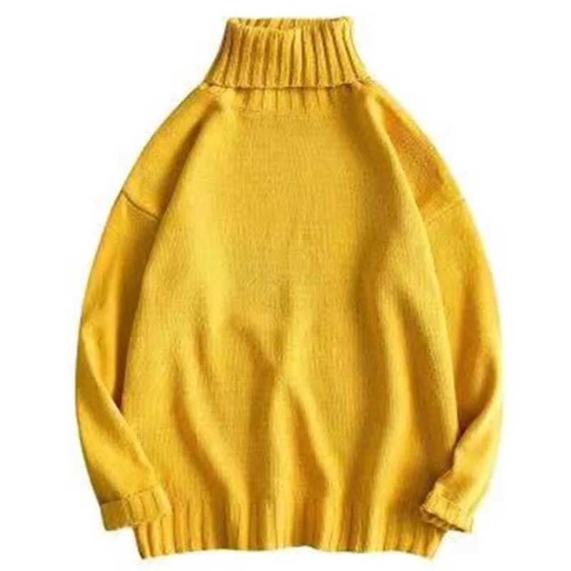 Solid color turtle neck sweater for winter 2023 wool knit with floral pattern Korean style loose sweater oversized mens clothing Harajuku knit W241111