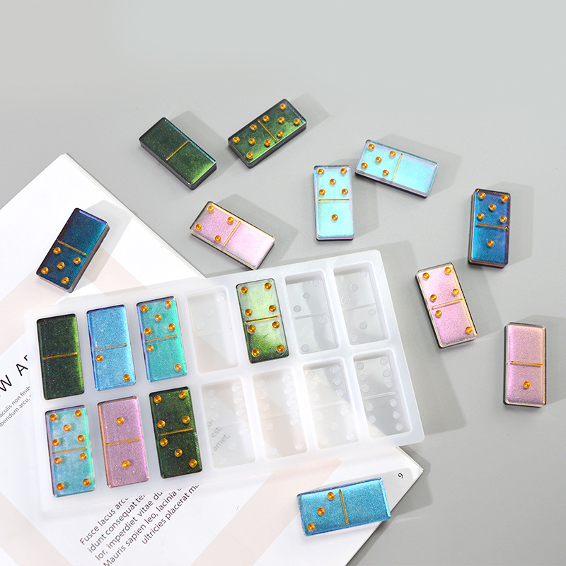 DIY Domino Crystal Epoxy Mold Dominos Game Resin Casting Molds Jewelry Accessories Making Handmade Art Crafts Silicone Mold