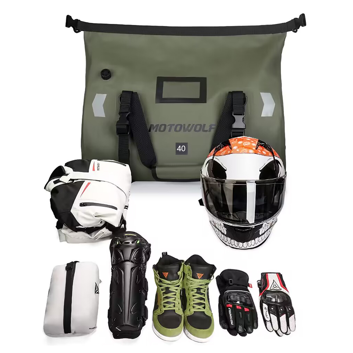 Waterproof Motorcycle Tail Travel Outdoor Dry Roll Pack 40L Motorbike Scooter Sport Lage Rear Seat Bag