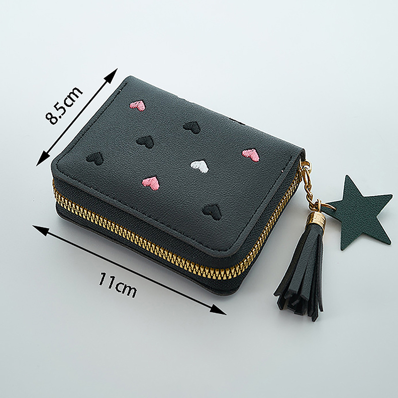 Women Wallet Ladies Mini Small Short Tassel Wallet Cute Girl Zipper Pu Leather Coin Purse Female Hand Wallet Purse