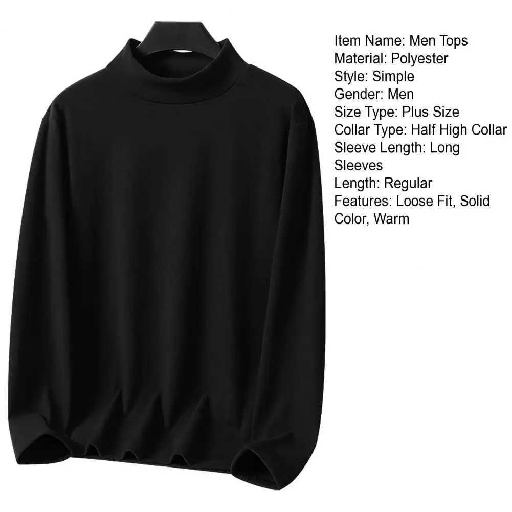 Mens half neck long sleeved solid color mens solid color half neck double-sided De velvet hot shirt W2411111