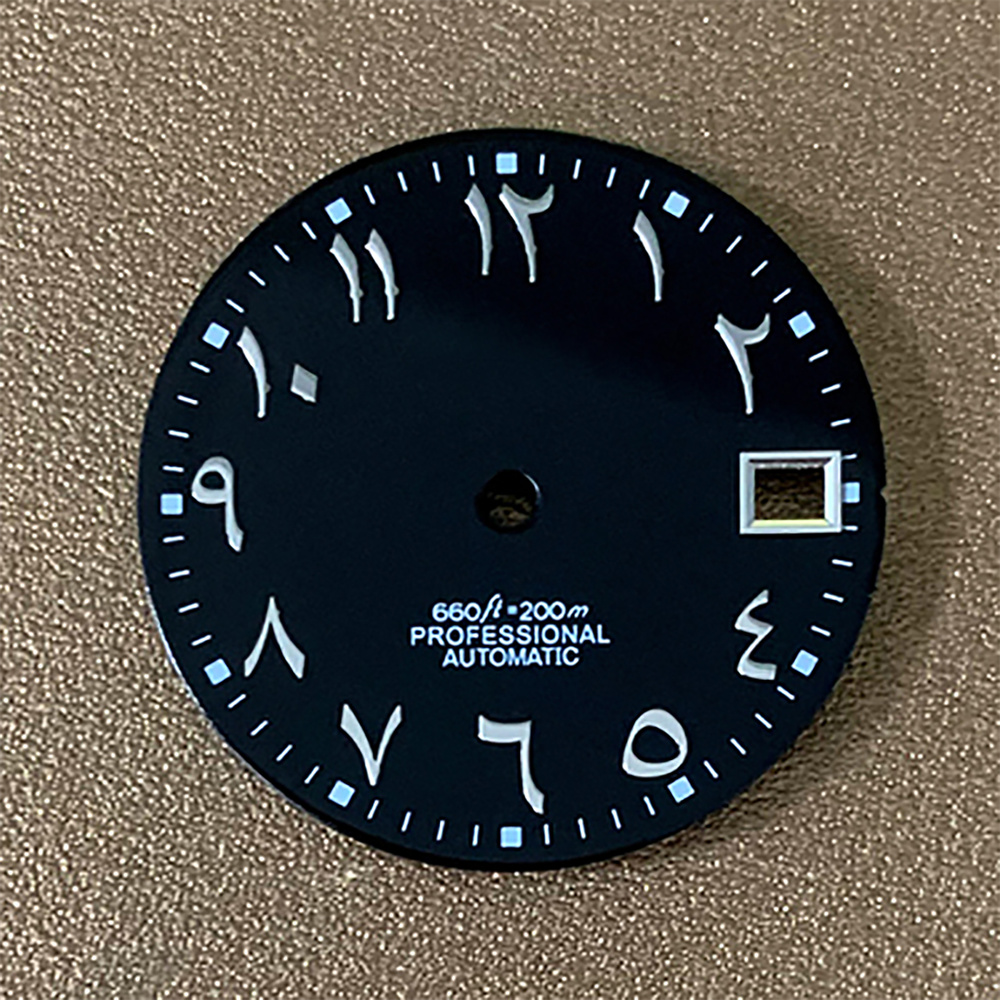 Arabic Numerals Watch Dial, 28.5mm, for NH35 NH36 Movement Watch Accessories, Sunburst Arabic Dial NH35, 4.2 3.8 3.0 Crown