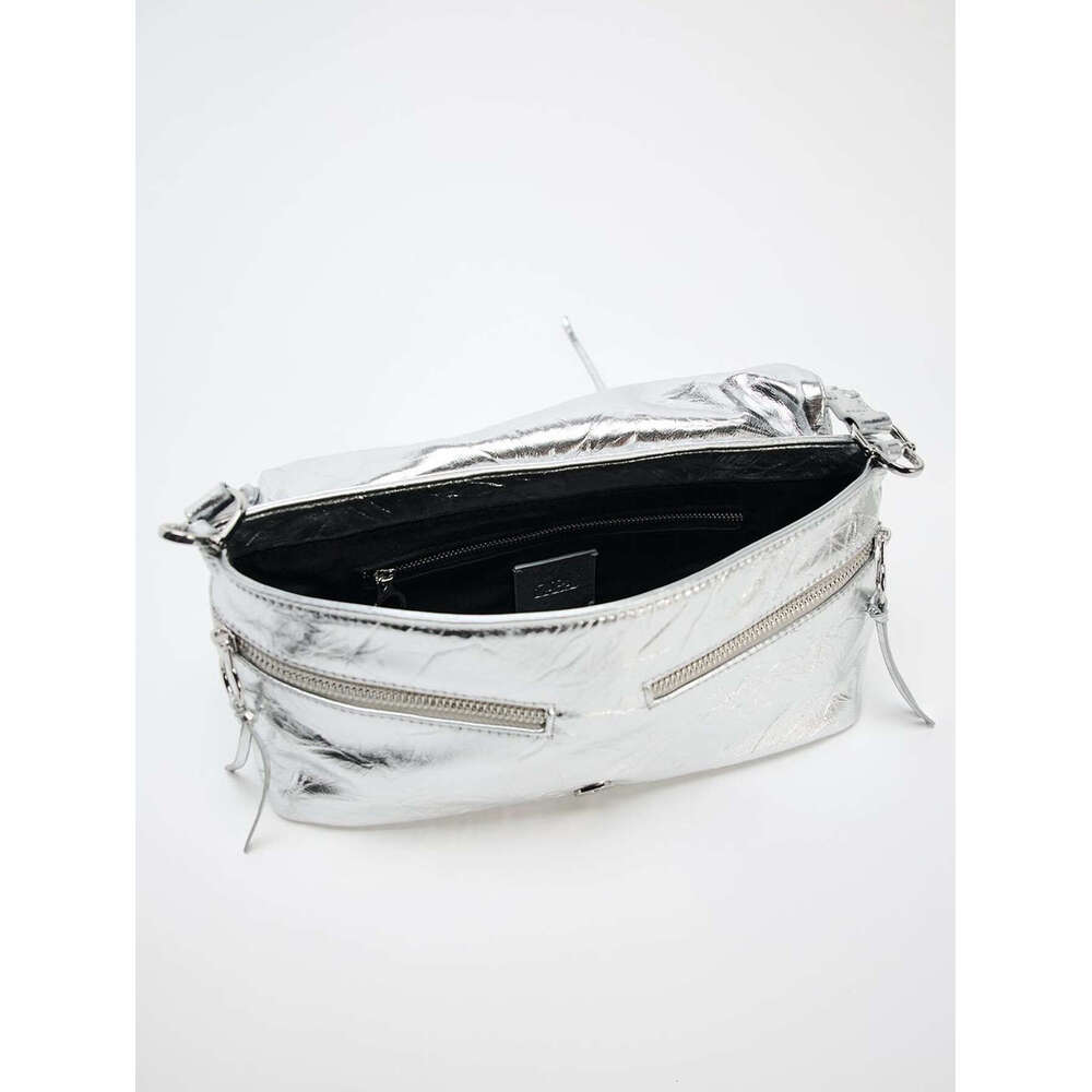 2024 summer new women's senior sense sier bow decoration clamshell metal tie pleated shoulder bag