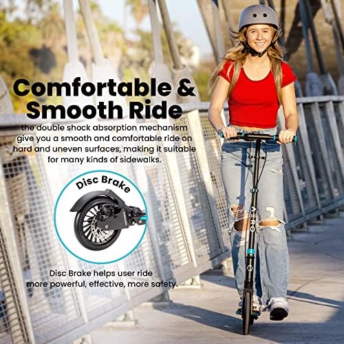 Big Wheels Kick Scooter for Kids 8 Years Old, Teens 12 Years and up, Youth and Adults. Commuter Scooters with Shock Absorption,