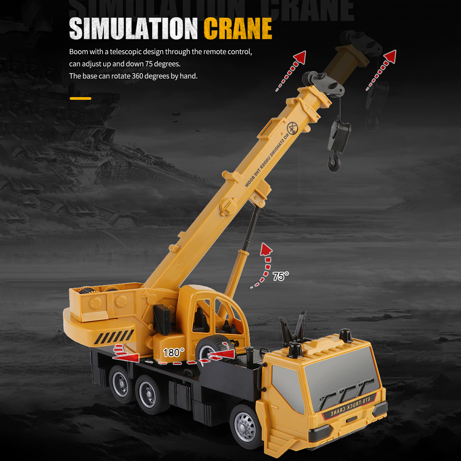 8079ERC Truck Children's Electric Alloy Arm Remote Control Crane Engineer ing Vehicle Electric Crane Car Toys Gifts for Kids