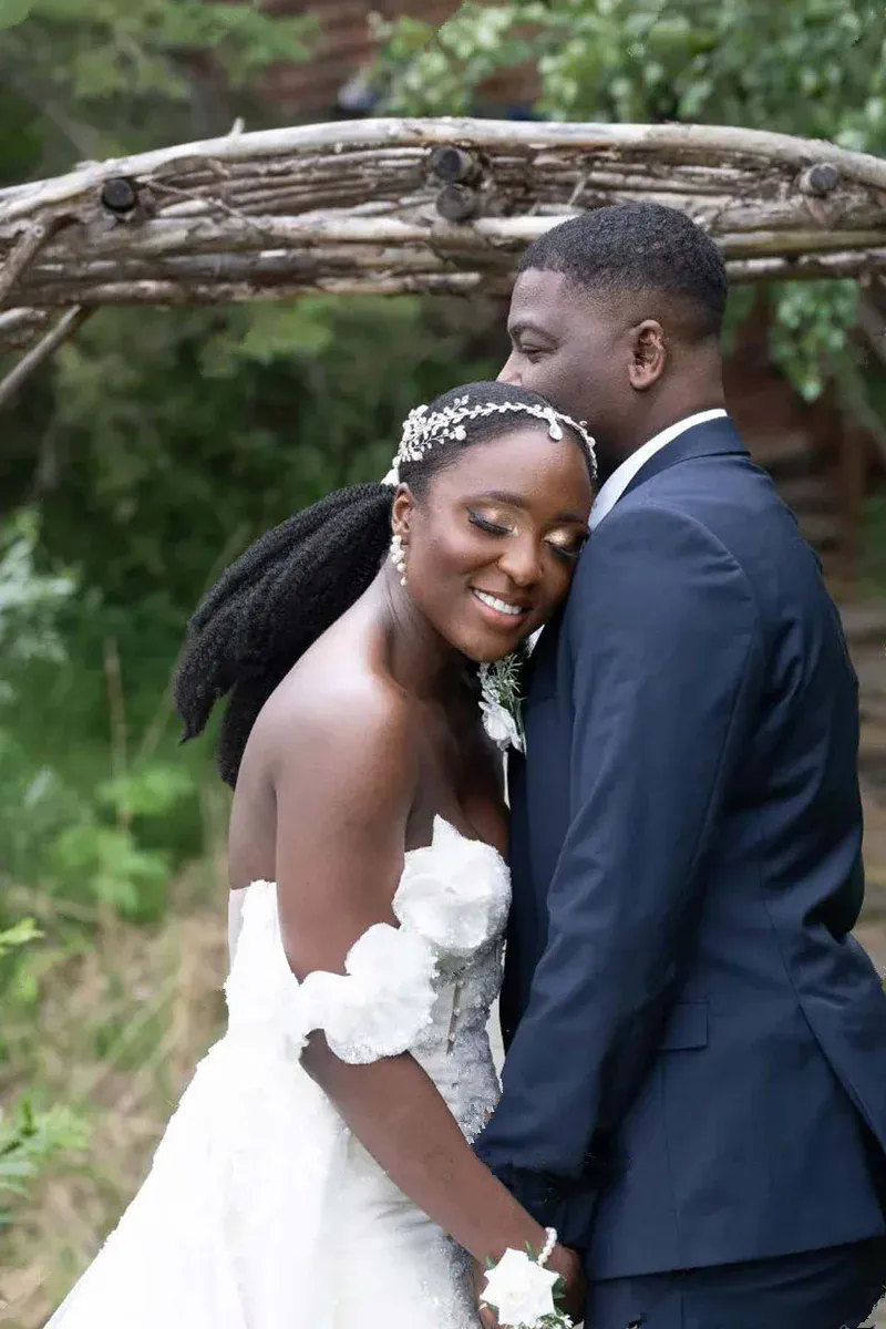 Luxury Aso Ebi Mermaid Wedding Dresses for Bride Plus Size Bridal Gowns with Detachable Train Overskirts Formal Women Brides Dress Plus Size Vestido D