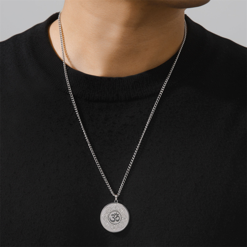 Jeshayuan Yoga Om Symbol Pendant Yoga Hindu Spiritual Amulet Jewelry Sanskrit Symbol Om Aum Ohm Lotus Yoga Pendant Necklace