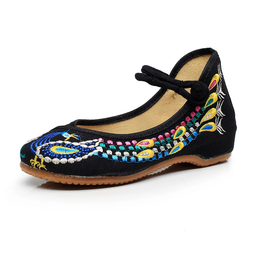 Veowalk Retro Womens Cotton Embroidered Comfortable Ballet Apartment Womens Casual Ballet Shoes Black Red Size 40 41 42 241111