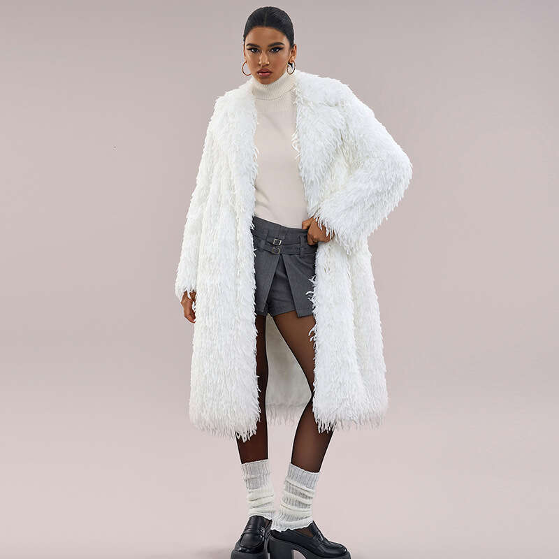 shanshi fur coat women White imitation ostrich grass long fur coat fashionable and trendy women's coat