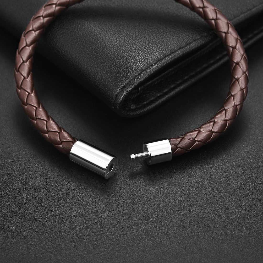 High quality handmade woven single-layer casual leather bracelet for men punk hip-hop party simple charm bracelet jewelry wholesale W241111