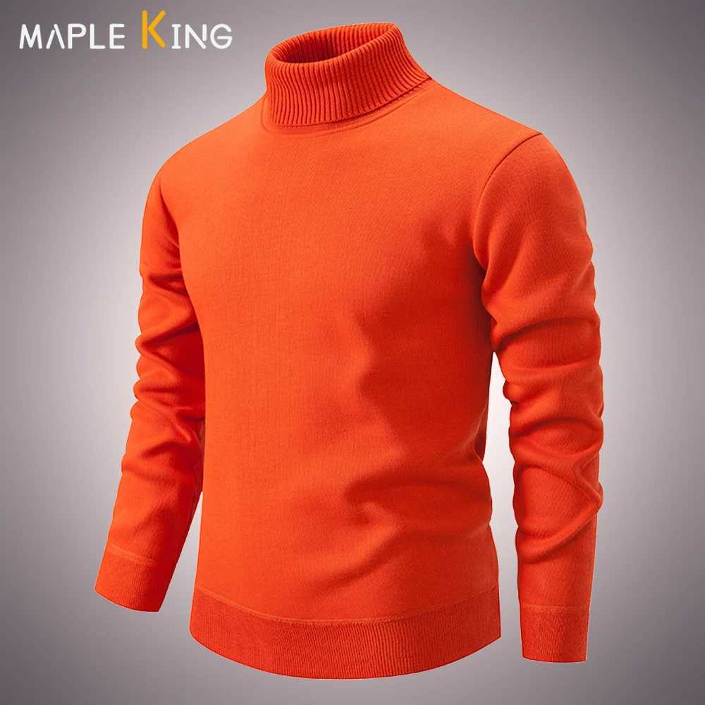 Turtleneck suede retro mens sweater streetwear solid color floral jersey Hombre Korean unisex sweater jumper knit top W2411111