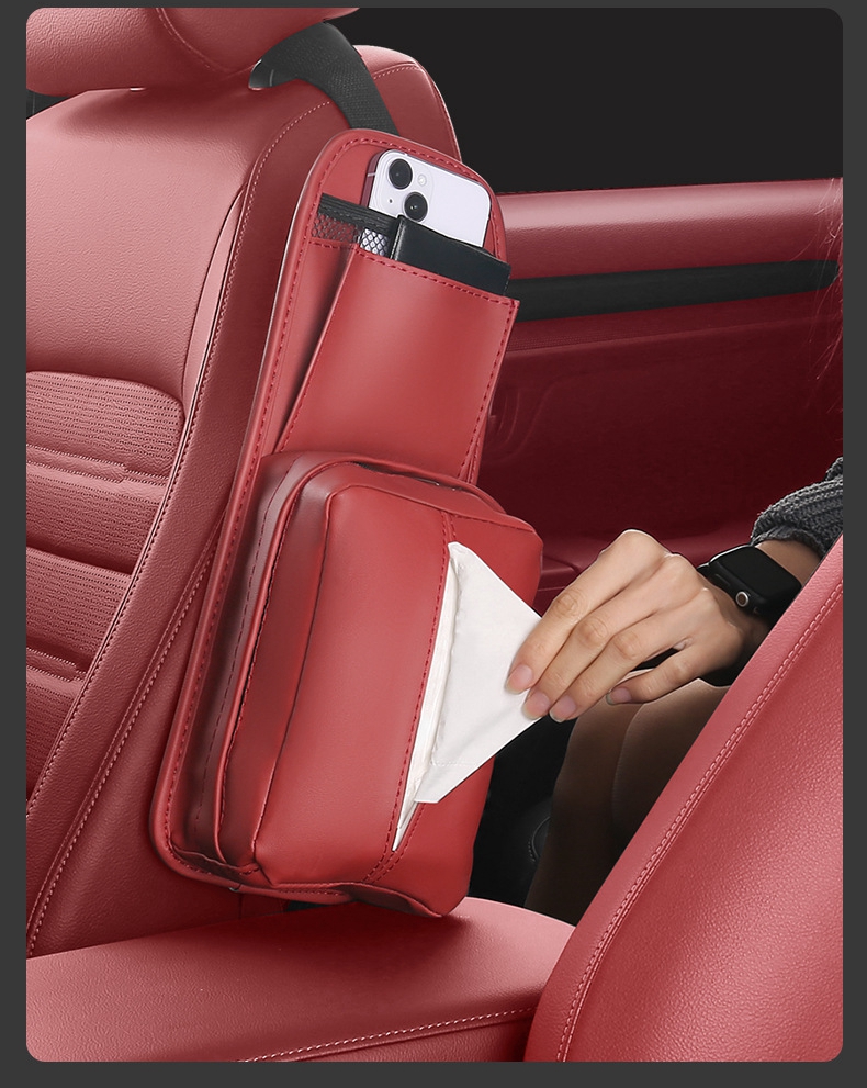 Car Accessories Tissue Box Storage Bag For Volkaswagen VW Touareg Golf MK6 MK7 B8 For SKoda Yeti A5 A7 Phone Holder Organizer
