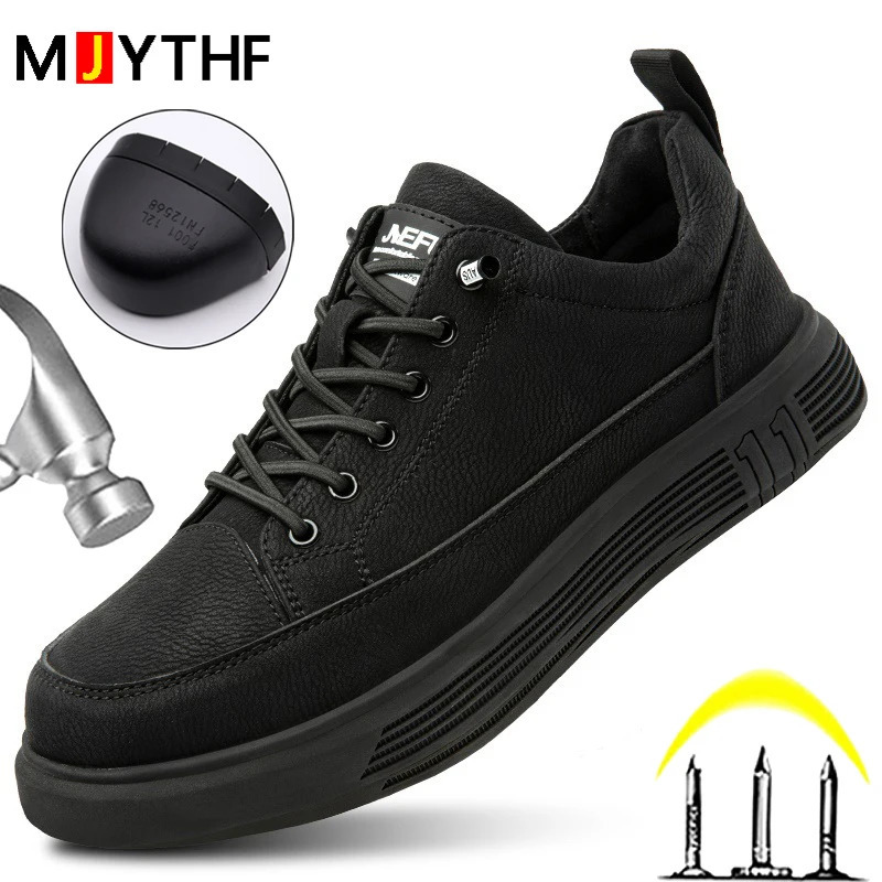 Waterproof Work Boots Safety Steel Toe Shoes Men Leather Indestructible Protective 241112