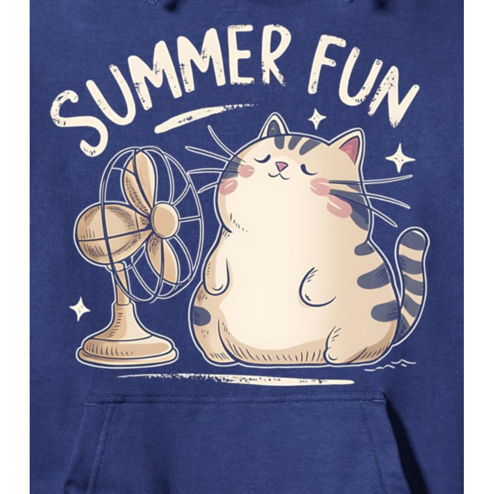 Hoodie for Mens Womens Summer Cat With Fan Graphic Tees Pullover Hoodie Graphic Hoodies sweatshirt