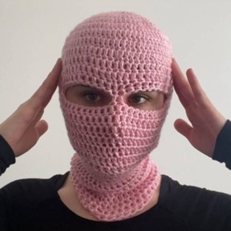Balaclava Horrid Skull Crocheted Hat for Women Men Picture Props Scary Robber Cap Cosplay Halloween Party