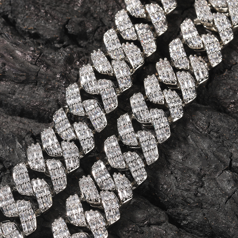 16mm 3 Rows Iced Out Cubic Zirconia Cuban Link Necklace New Design Grunge Hiphop Street Punk Rock Miami Mens Bling Cz Stone Curb Chains Choker Necklac