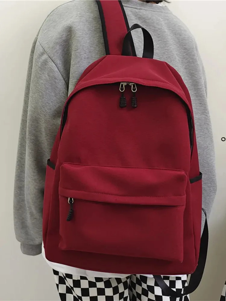 MUJI Harajuku style backpack simple yet artistic solid color student backpack casual travel large capacity antique 241111