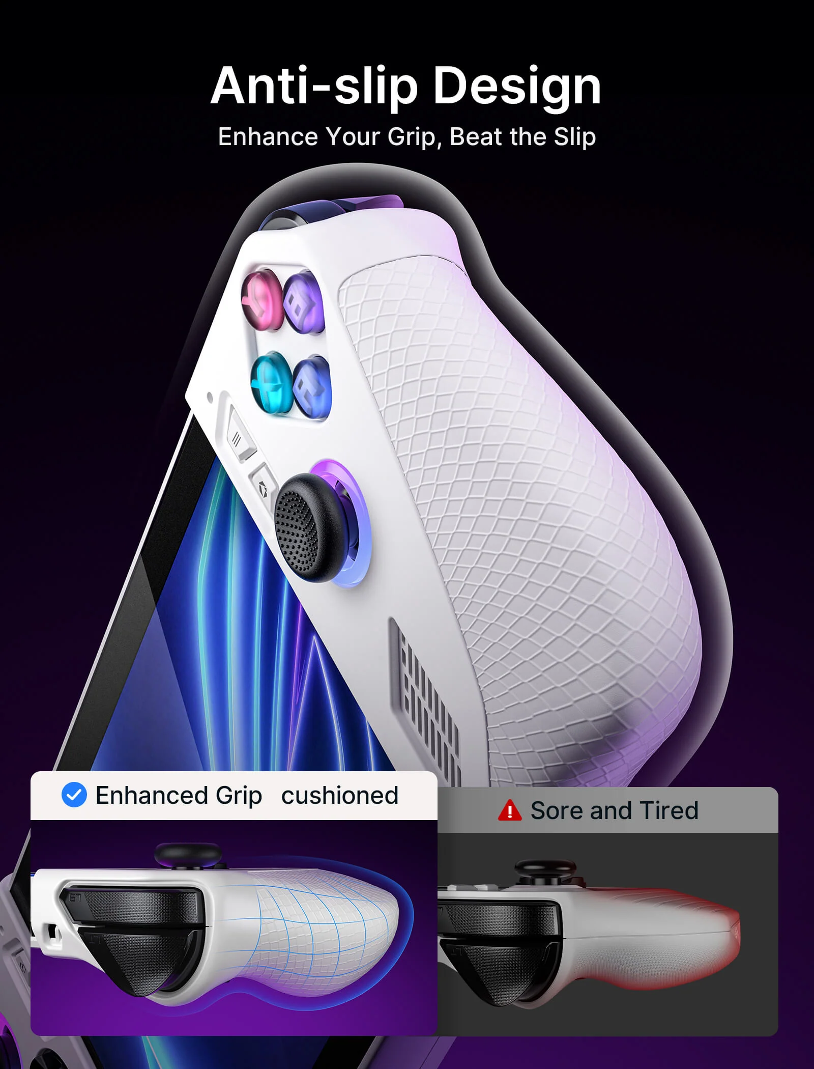 Silicone Grip Case Set for ROG Ally, Rear Buttons and Port Cover for Asus ROG Ally, ROG Ally Game Handheld Accessories