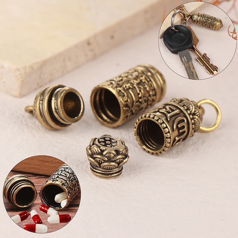 Gourd Brass Pendant Irregular Jar Keychain Hanging Necklace Jewelry Waterproof Pill Box Medicine Case Container Bottle Keychains