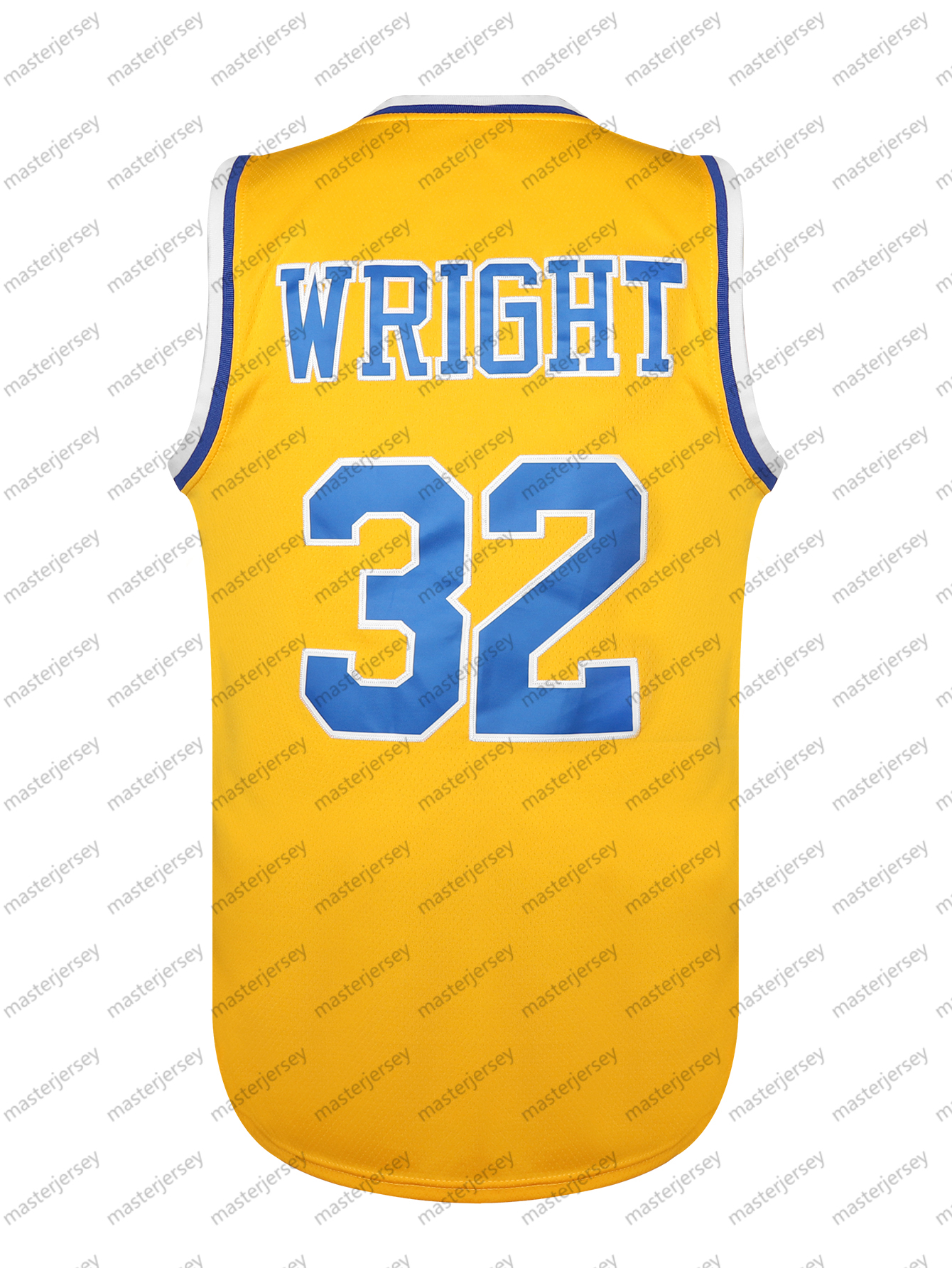 #32 WRIGHT Men's Basketball Jersey Sweatshirt - Embroidered Movie Mesh Letters & Numbers, Crew Neck Sleeveless Training Vest, Loose Fit Athletic 