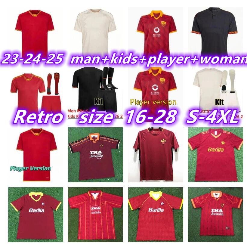 2023 2024 2025 New Romas soccer jerseys WIJNALDUM Home away 90 LUKAKU Rome RETRO TOTTI NAKATA football jersey DYBALA 21 ABRAHAM PELLEGRINI AOUAR men kids kit uniforms