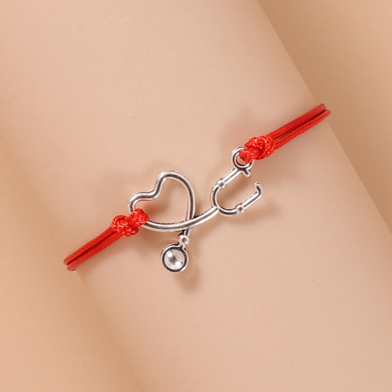 PC New Card Bracelet Simple Creative Stethoscope Wax Hand woven Adjustable Bracelets For Women And Men 5