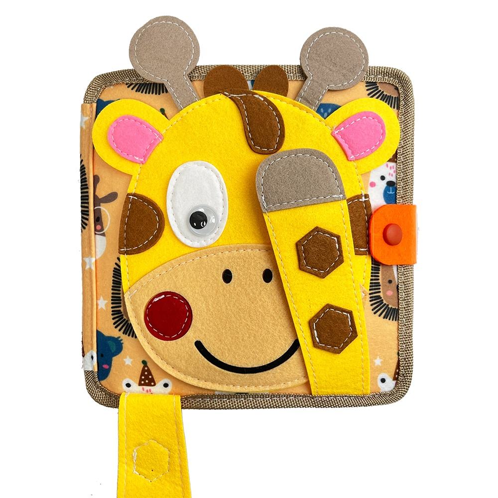 Montessori Busy Book Giraffe Baby Development Toys Sensory Felt Cloth Book Toddler Activity Board Learning Basic Life Skill Toys