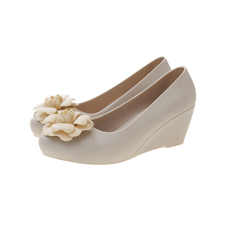 76cce Camellia Brand pumps wer women pointed toe wedges waterproof high heels shoes woman ral buckle jelly tacones mujer