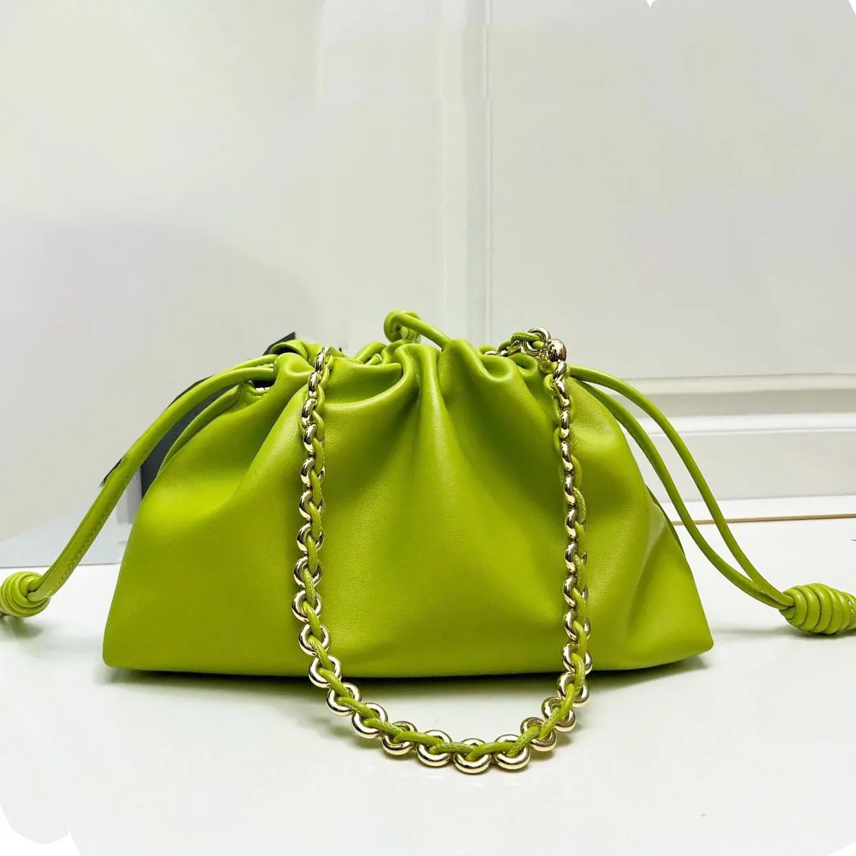 Designer luxury shoulder bag drawstring hobo clutch crossbody bags detachable chain strap genuine leather handbag envelope lady women cross body purse