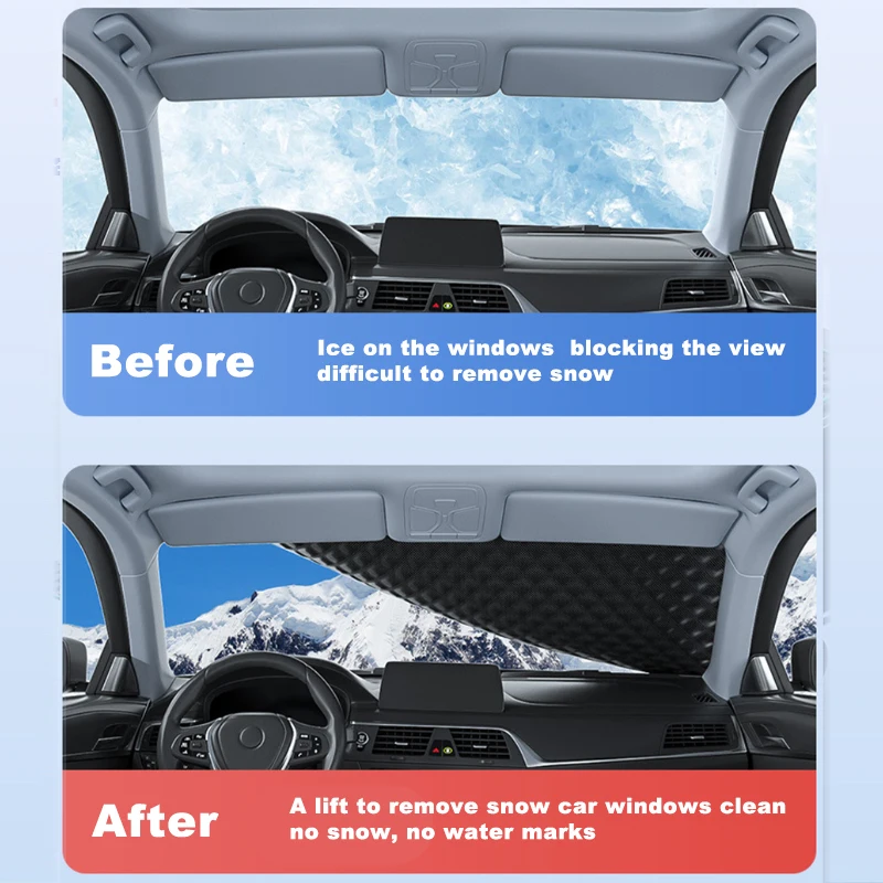 SEAMETAL Car Front Window Covers For Winter Auto Windshield Protector Snow Ice Cover Reflective Strip Oxford Cloth Accessories