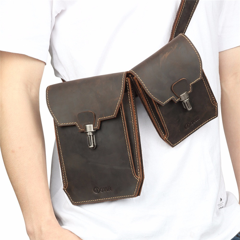 Summer Bag Men Chest Pack Casual Crazy Horse Leather Crossbody Double Waist Packs s Travel Male Vintage cc5f3