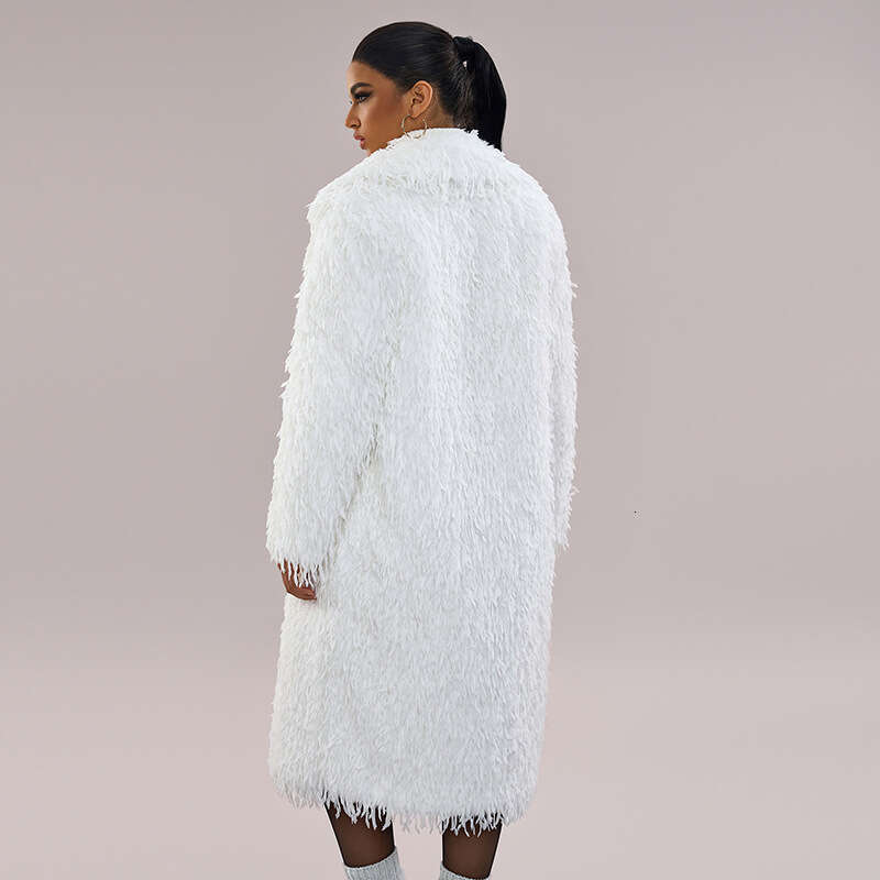 shanshi fur coat women White imitation ostrich grass long fur coat fashionable and trendy women's coat