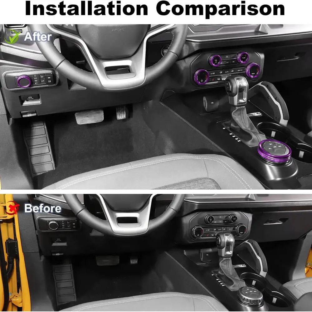 6PCS/SET Gear Cover Air Conditioning Headlight Switch Knob Decorative For Ford Bronco 2023 Accessories Auto Interior