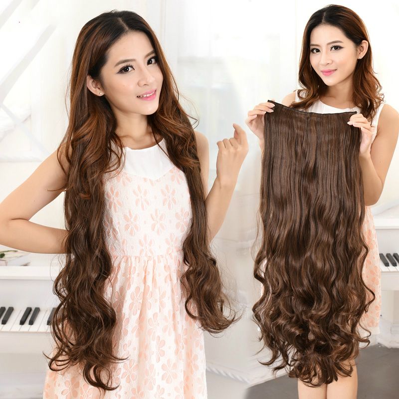 40"/32"/24"/18" super long five clip in hair extensions synthetic hair curly thick 1 piece for full head high quality