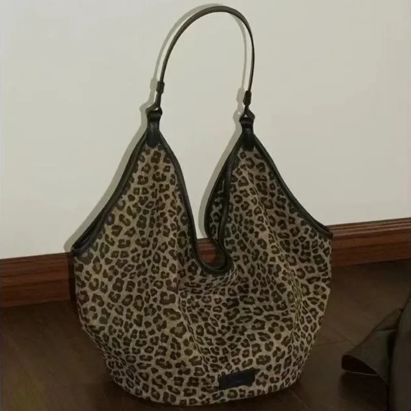 Retro Leopard Handbag Womens Fashion Y2k Shoulder Bag Korean Fashion Fashion Handbag 241111