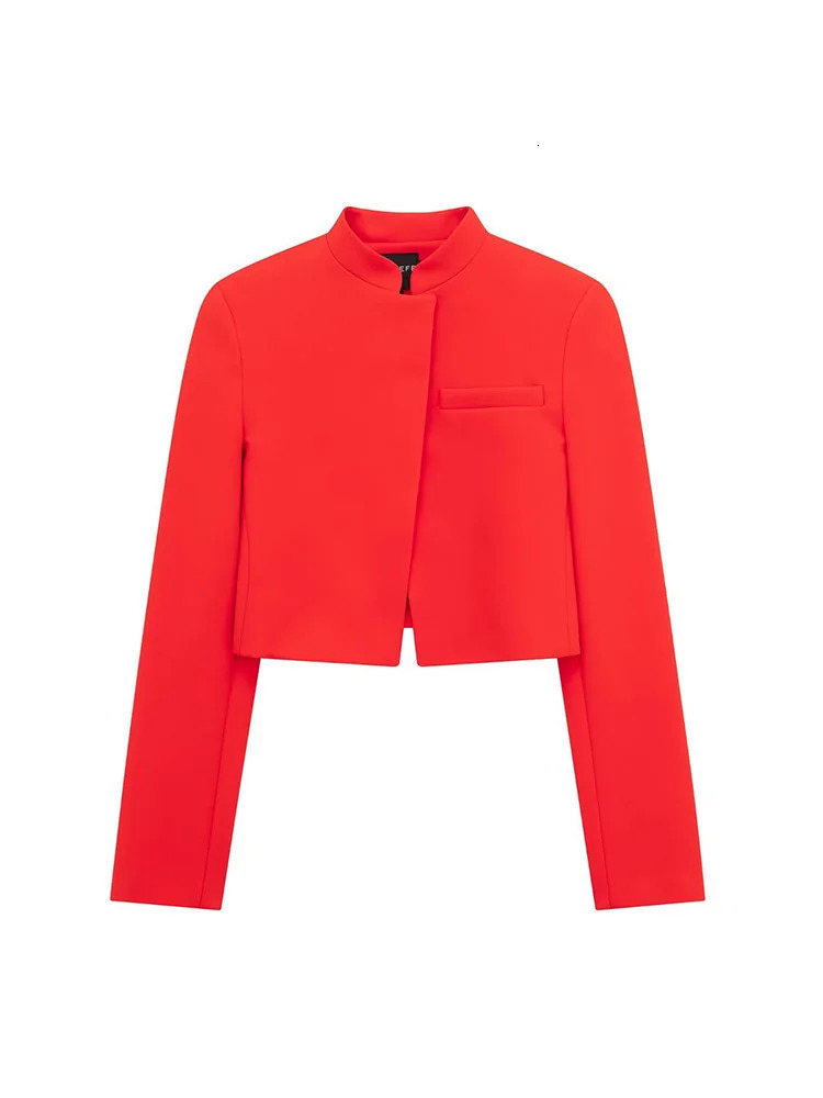 OIINAA Womens Red Jacket Long Sleeve Pocket Office Womens Short Sleeve Jacket Cover Button Autumn Winter Jacket Coat 241111