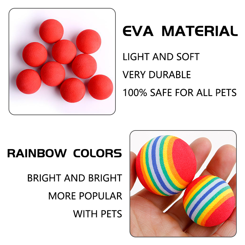 5-1PCS Colorful Pet Toy Balls Rainbow Ball Interactive Cat Toys Chewing Rattle Scratch Natural Foam Ball Training Pet Supplies