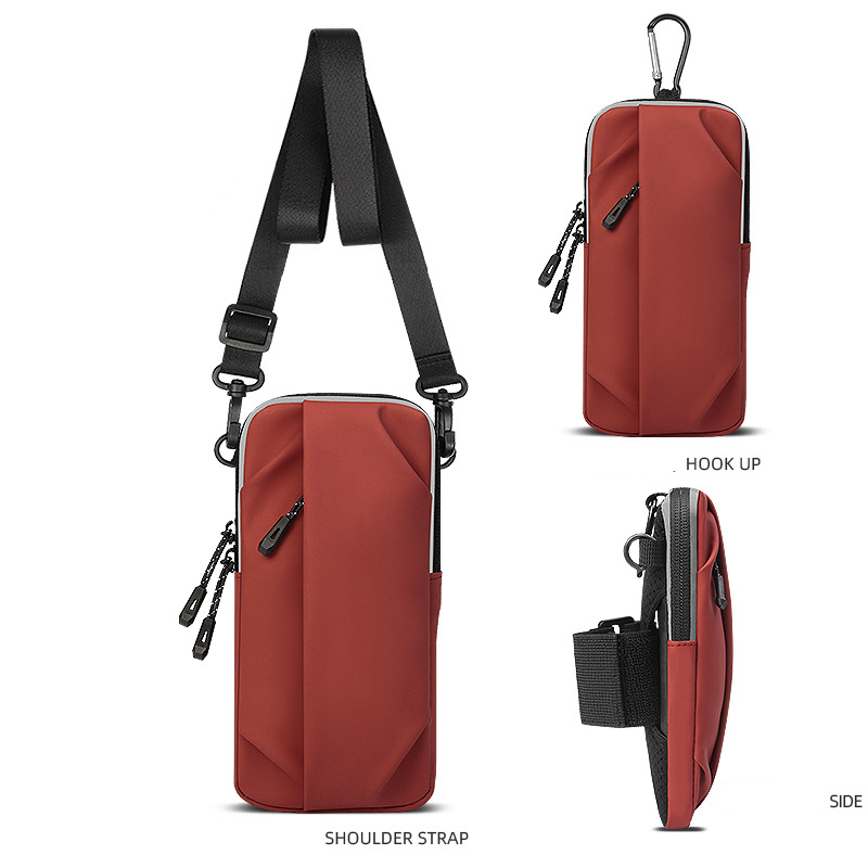 QUESHARK Waterproof PU Leather Running Mobile Phone Arm Outdoor Sports Waist Wrist Pack Single Shoulder Crossbody Bag
